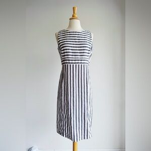 ANN TAYLOR Striped Linen Blend Sheath Dress Size 8